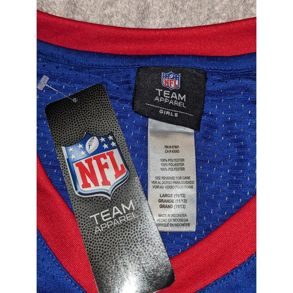 NFL Team Apparel New York Giants Jersey V-Neck Short Sleeve Girls Large NWT - Picture 4 of 10